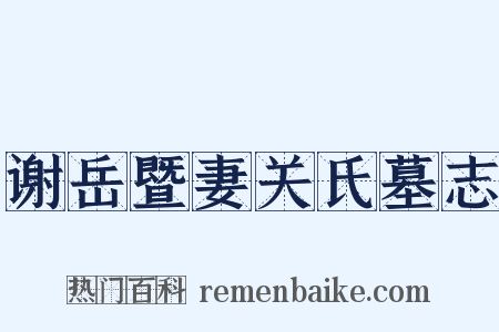 谢岳暨妻关氏墓志是什么意思的图片